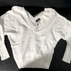 Express NWT Double V Neck Stitched Dolman Sweater